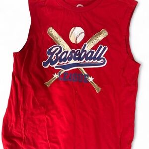 Red Baseball League Kids Sleeveless Shirt